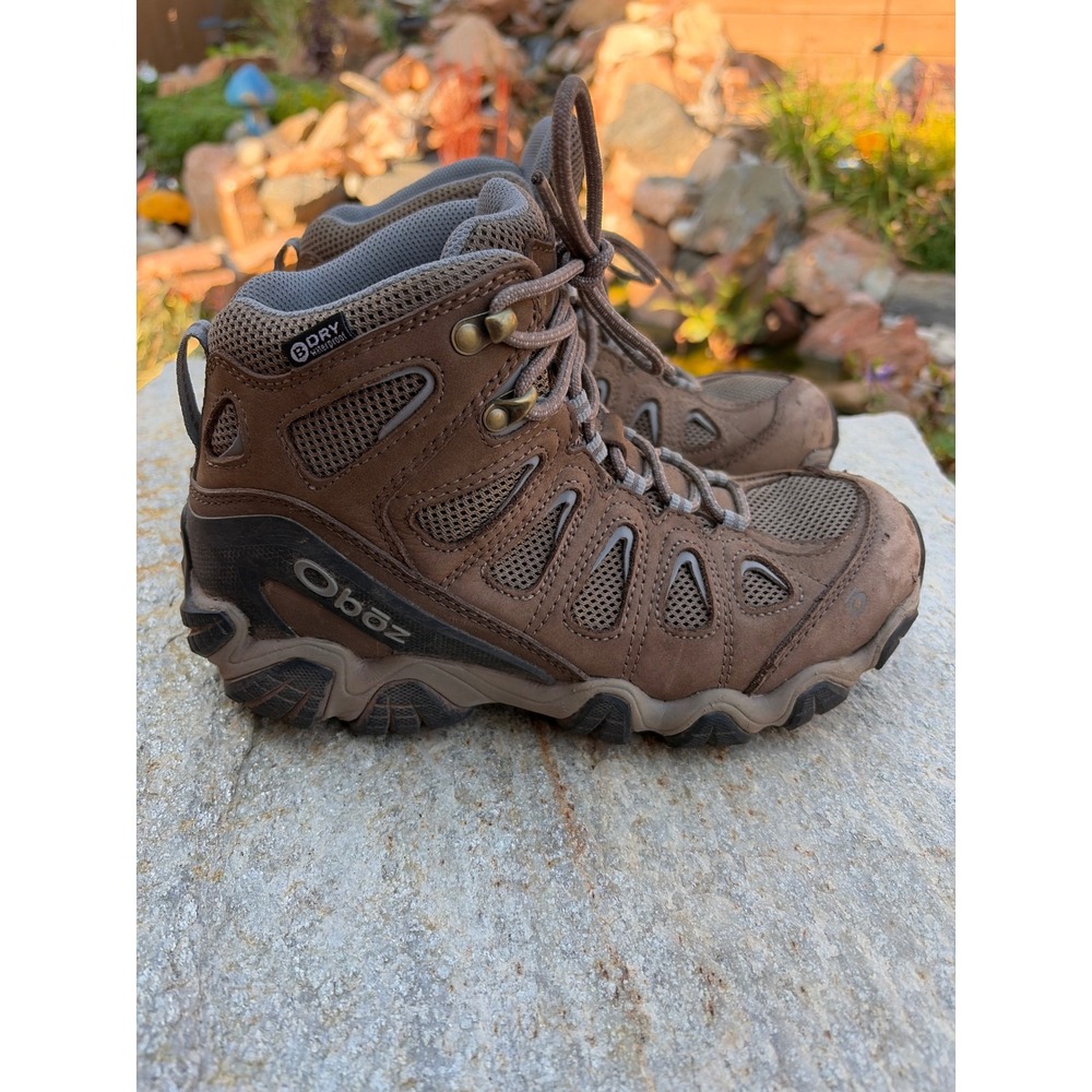 Oboz Sawtooth II Mid B-DRY Waterproof Hiking Boots Womens 8 Brown Nubuck 23702